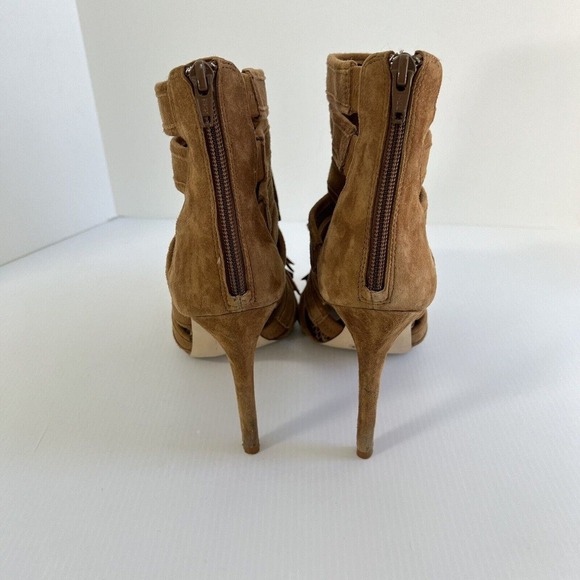 Gianni Bini Heels Boots Saleemah Womens size 7 Desert Brown Fringe open toe - Picture 4 of 9